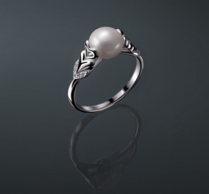 Серебряное кольцо с жемчугом к-130843: белый пресноводный жемчуг, серебро 925°