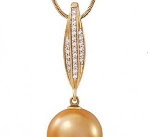 Подвеска с жемчугом пп-05-25жз: золотистый морской жемчуг, золото 585°